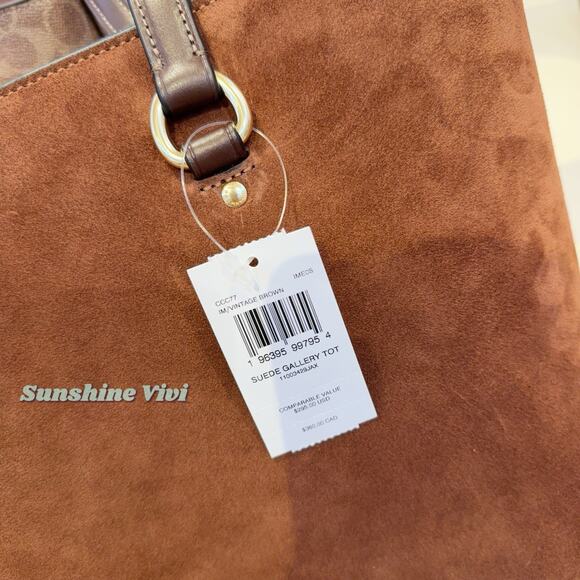 NWT COACH CCC77 Station Tote Bag suede, Vintage Brown Holiday Gift - Picture 3 of 11